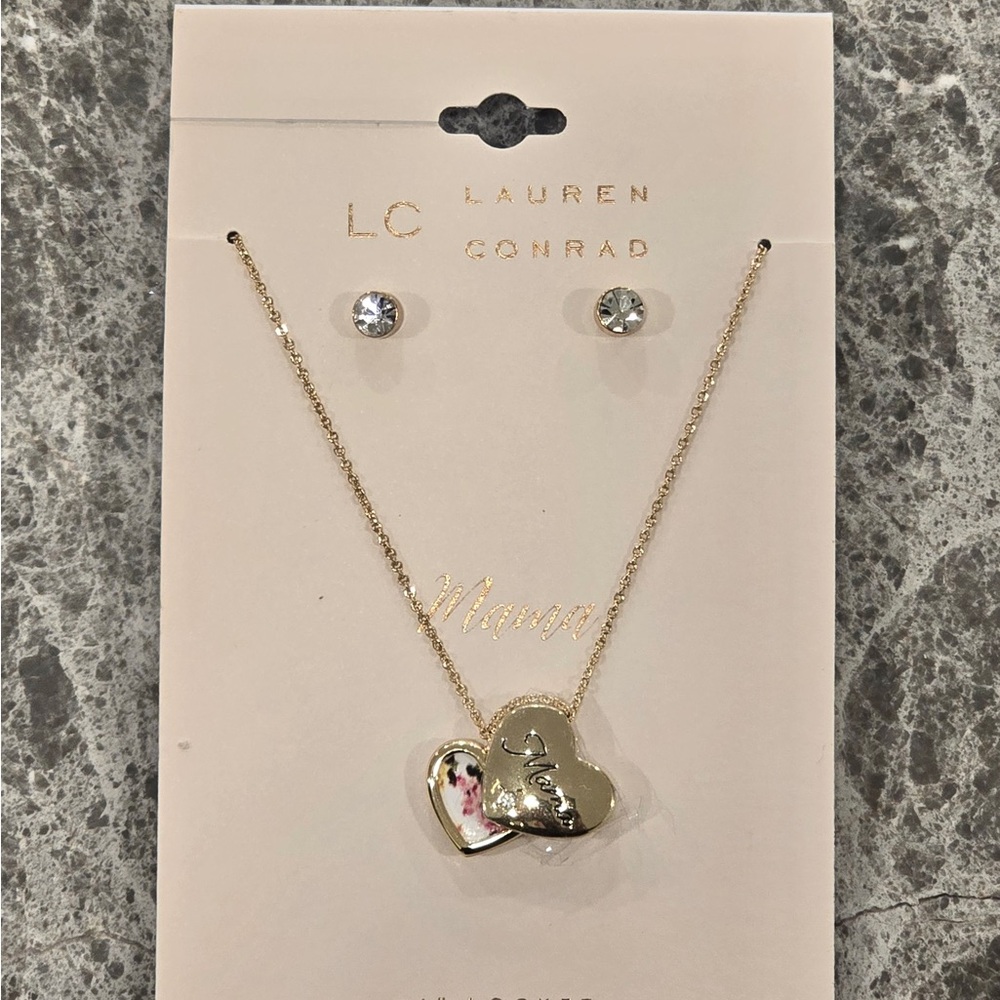 LC Lauren Conrad Gold Necklace Floral Design